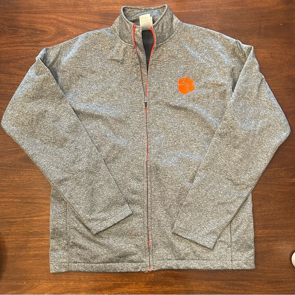 Men's Heather Gray Full-Zip Jacket with Clemson Logo